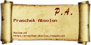 Praschek Absolon névjegykártya